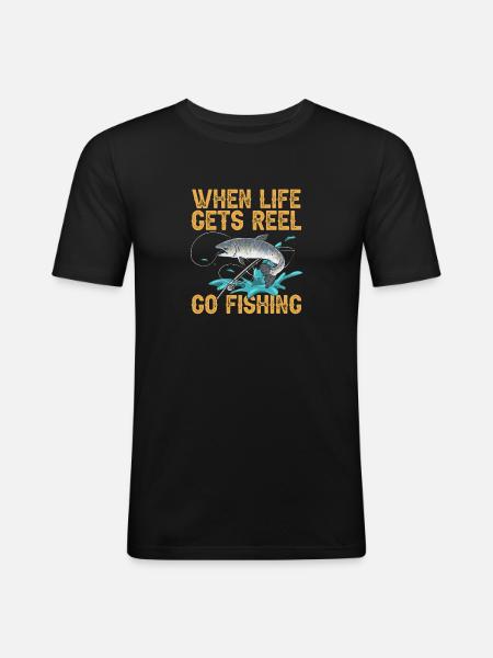 Salmon Fishing Salmon Angler - Men's Slim Fit T-Shirt - black