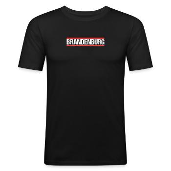 Brandenburger Brandenburgerin Brandenburg - Männer Slim Fit T-Shirt - Schwarz - Vorne - Nik (191cm)