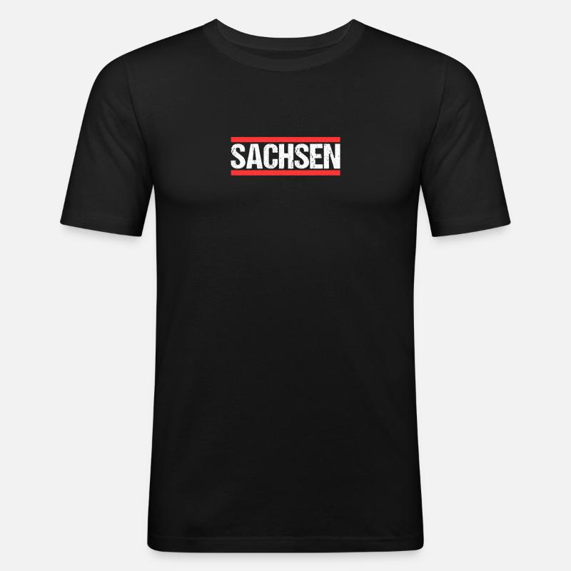 Sachse Sächsin Sachsen - Männer Slim Fit T-Shirt - Schwarz