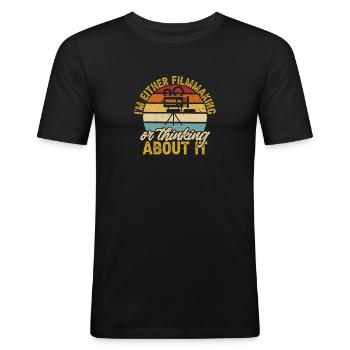 Video Editor Filmemacher Videofilmer - Männer Slim Fit T-Shirt - Schwarz - Vorne - Nik (191cm)