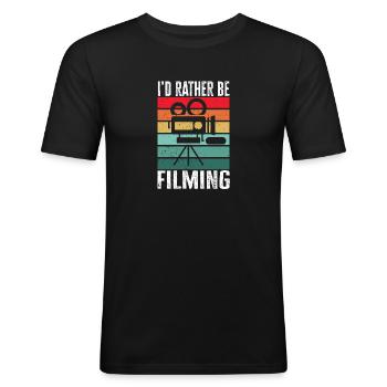 Video Editor Filmemacher Videofilmer - Männer Slim Fit T-Shirt - Schwarz - Vorne - Nik (191cm)