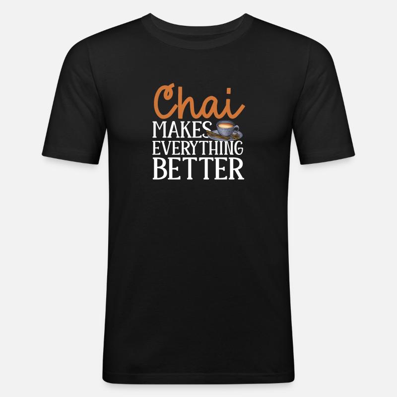 Chai Tee Masala Chai - Männer Slim Fit T-Shirt - Schwarz