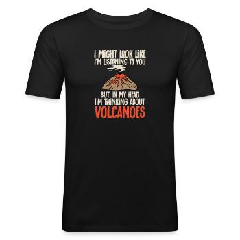 volcano, geology, volcanology, lava - Men's Slim Fit T-Shirt - black - Front - Nik (191cm)