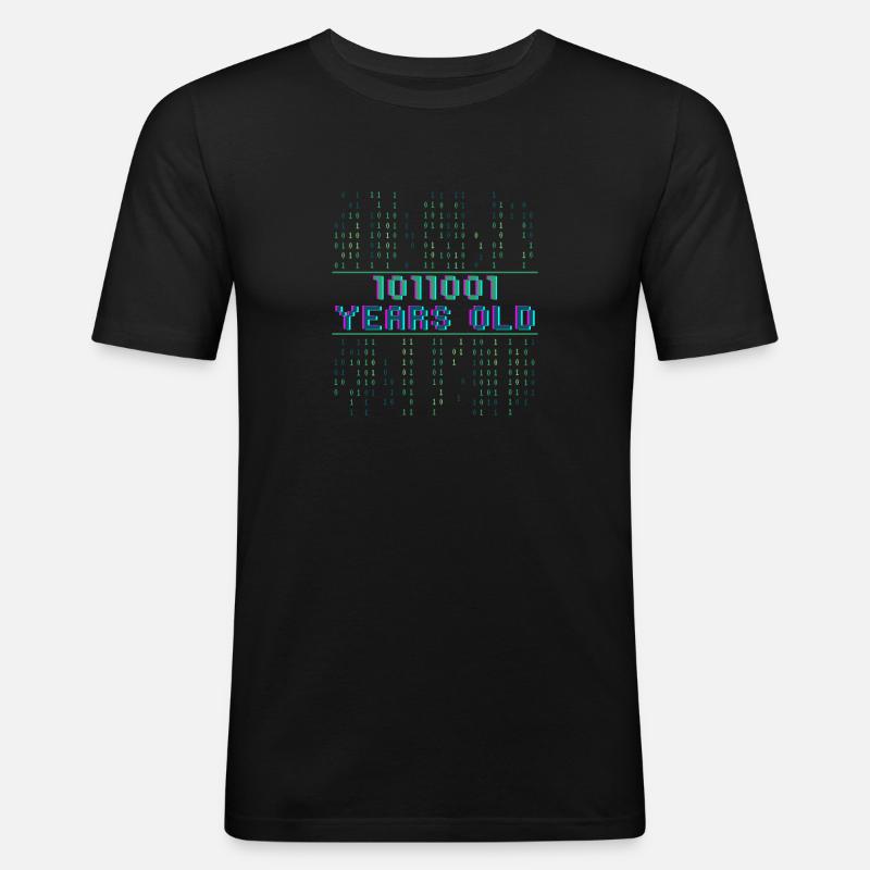 89th Birthday 89 years old Binary Code Computer Science - Men's Slim Fit T-Shirt - black