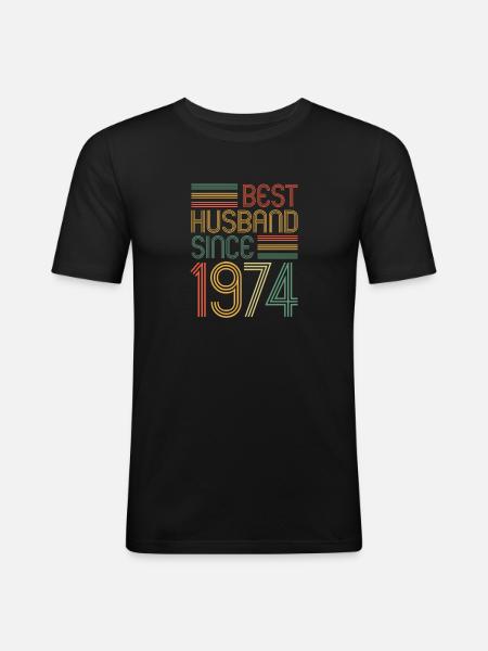 Best husband since 1974 50th wedding anniversary - Men's Slim Fit T-Shirt - black