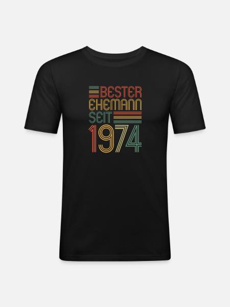 Best husband since 1974 50th wedding anniversary - Men's Slim Fit T-Shirt - black