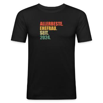 Beste Ehefrau seit 2024 1.Hochzeitstag - Männer Slim Fit T-Shirt - Schwarz - Vorne - Nik (191cm)