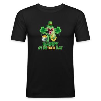 Happy St Patrick T-rex Saint Patrick's Day Trex - Men's Slim Fit T-Shirt - black - Front - Nik (191cm)