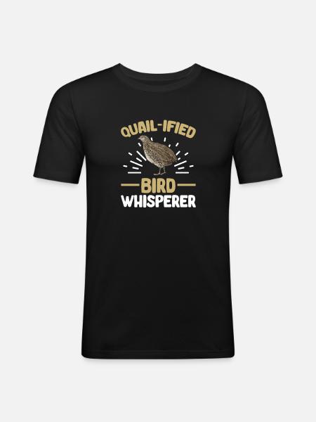 Wachtel Vogel - Männer Slim Fit T-Shirt - Schwarz