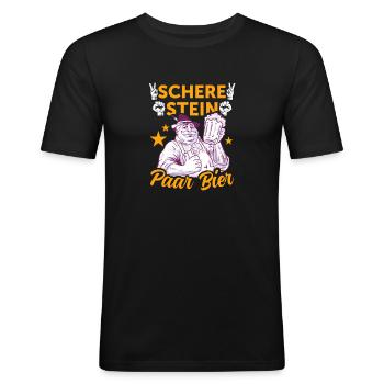 Schere, Stein, Paar, Bier - das perfekte Outfit - Männer Slim Fit T-Shirt - Schwarz - Vorne - Nik (191cm)