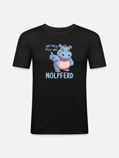 Hippo Hippo Complain Complainer Nölpferd - Men's Slim Fit T-Shirt - black