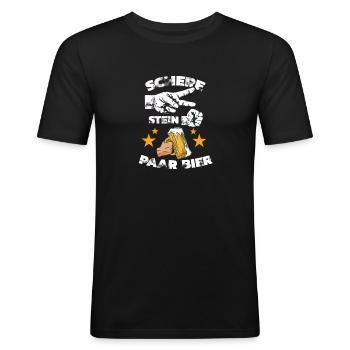 Schere, Stein, Paar, Bier - das perfekte Outfit - Männer Slim Fit T-Shirt - Schwarz - Vorne - Nik (191cm)