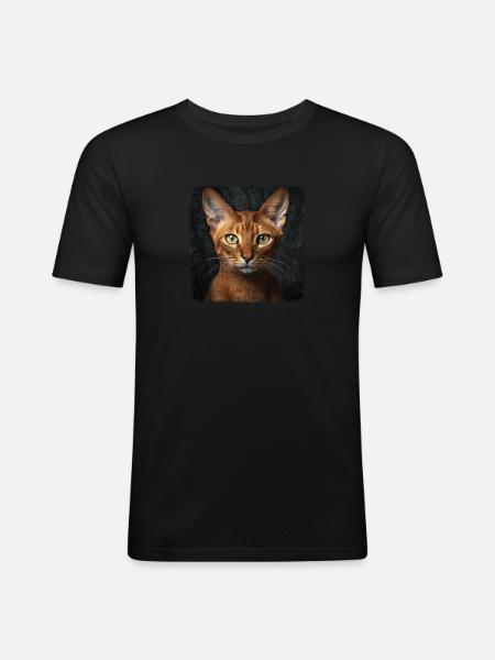 Abyssinian Cat Abessinierkatze - Men's Slim Fit T-Shirt - black