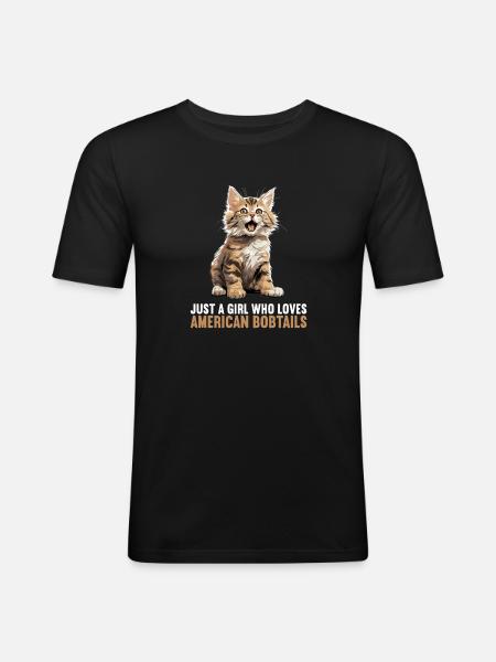 Cat Cats American Bobtail - Men's Slim Fit T-Shirt - black