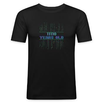 30. Geburtstag 30 Jahre alt Binärcode Informatik - Männer Slim Fit T-Shirt - Schwarz - Vorne - Nik (191cm)
