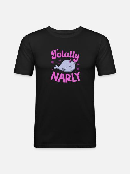Narwal Einhornwal - Männer Slim Fit T-Shirt - Schwarz