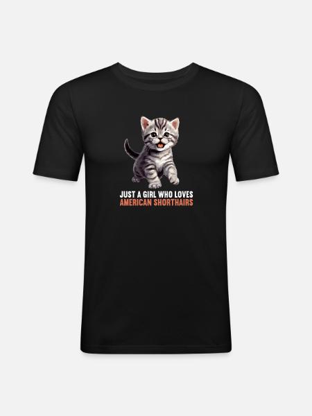 Cat Cats American Shorthair - Men's Slim Fit T-Shirt - black