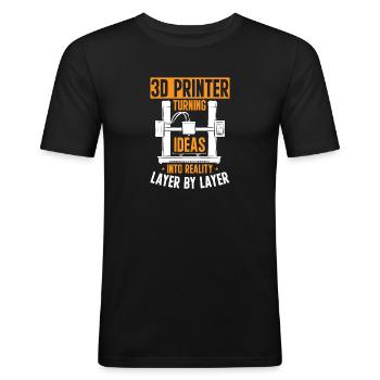 3D Drucker 3D Druck - Männer Slim Fit T-Shirt - Schwarz - Vorne - Nik (191cm)