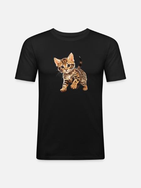 Bengal Cat Bengalkatze - Männer Slim Fit T-Shirt - Schwarz