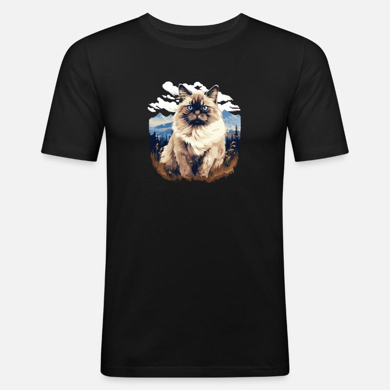 Birman Cat Birma Katze - Men's Slim Fit T-Shirt - black