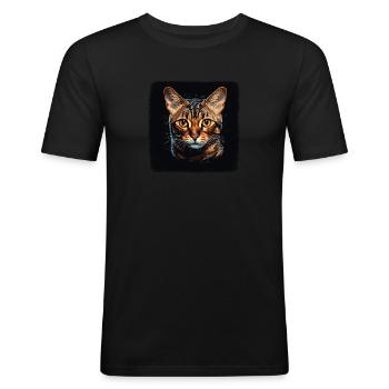 Bengal Cat Bengalkatze - Männer Slim Fit T-Shirt - Schwarz - Vorne - Nik (191cm)
