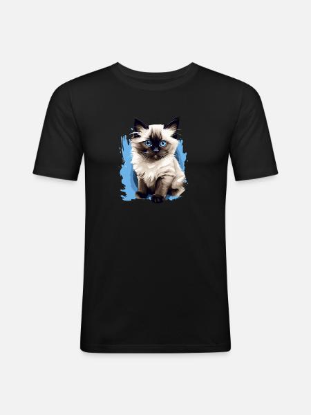 Birman Cat Birma Katze - Männer Slim Fit T-Shirt - Schwarz