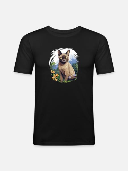 Burmese Cat Burma Katze - Men's Slim Fit T-Shirt - black