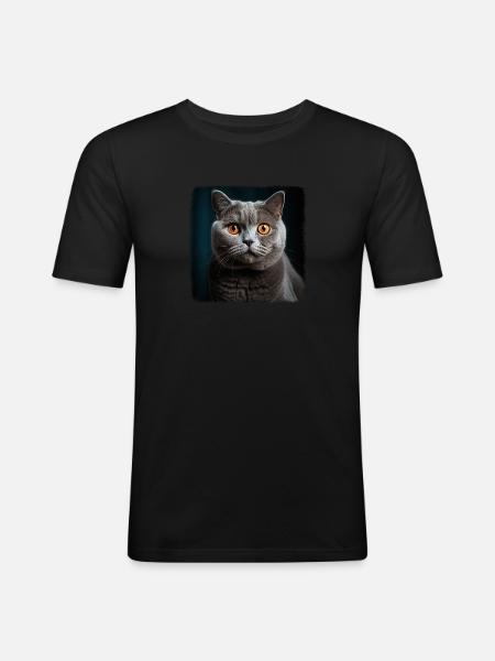 Kattekatte Britisk korthår Britisk korthår - Herre Slim Fit T-Shirt - sort