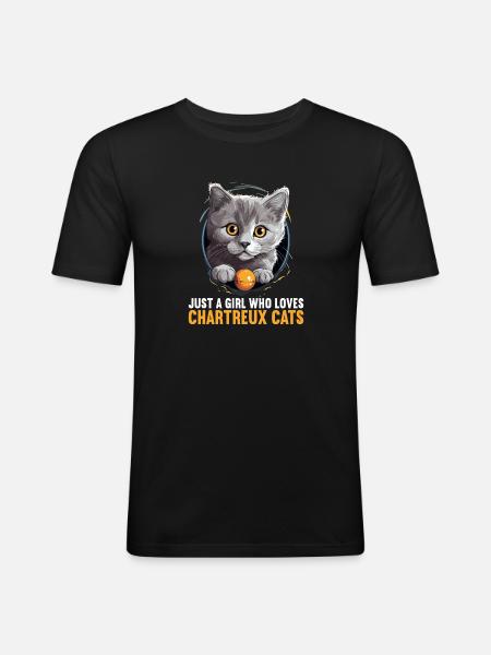 Chartreux Cat Carthusian Cat - Men's Slim Fit T-Shirt - black