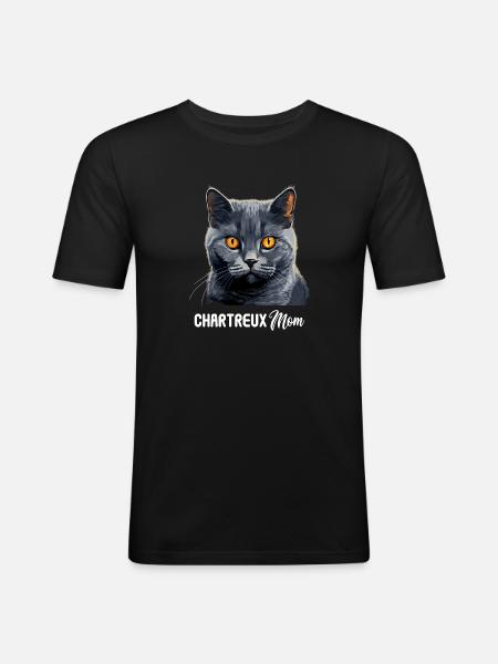 Chat Chartreux Chat Chartreux - T-shirt près du corps Homme - noir