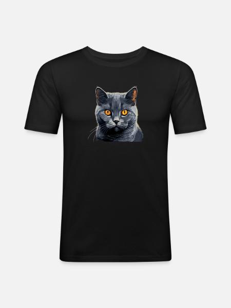 Chartreux Cat Carthusian Cat - Men's Slim Fit T-Shirt - black