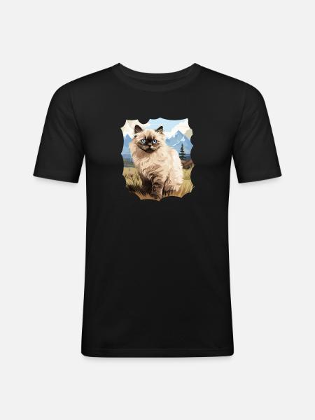 Himalayan Cat Colourpoint Katze - Men's Slim Fit T-Shirt - black