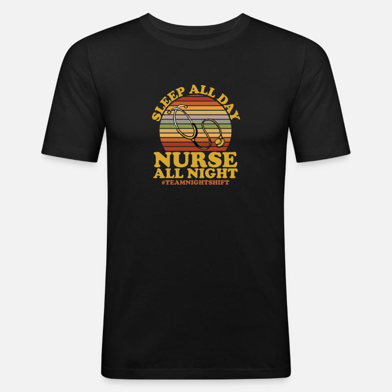 Nachtschicht Krankenschwester - Männer Slim Fit T-Shirt - Schwarz