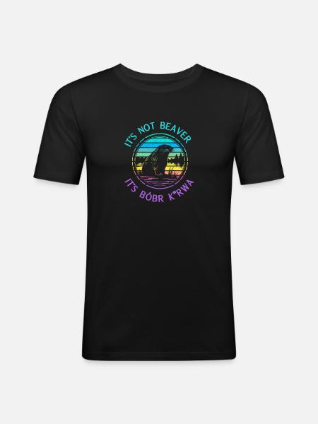 Castor ! - T-shirt près du corps Homme - noir