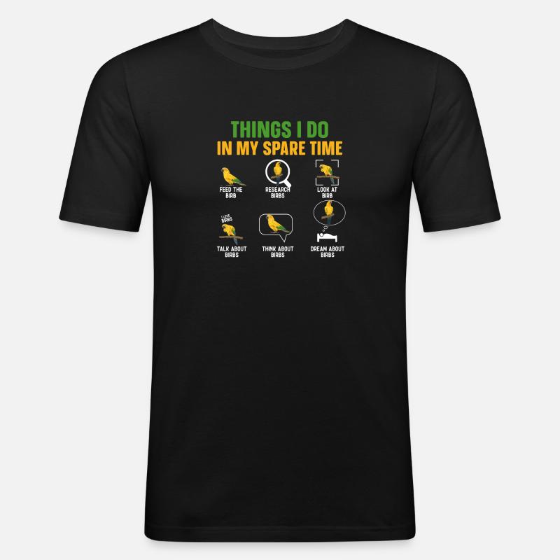 Perruche Perroquet Perruche Oiseau - T-shirt près du corps Homme - noir