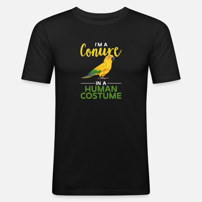 Perruche Perroquet Perruche Oiseau - T-shirt près du corps Homme - noir
