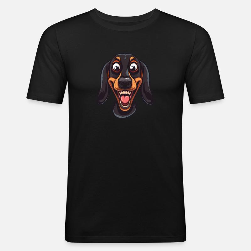 Dachsbracke | Cartoon Artwork - Männer Slim Fit T-Shirt - Schwarz