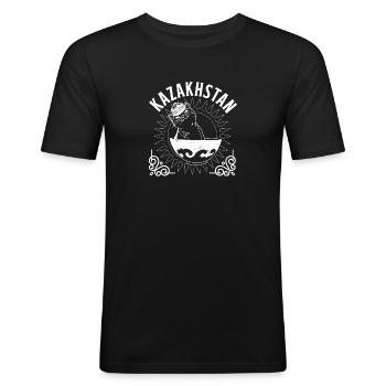 Kasachstan National UdSSR Herkunft Kasachisch - Männer Slim Fit T-Shirt - Schwarz - Vorne - Nik (191cm)