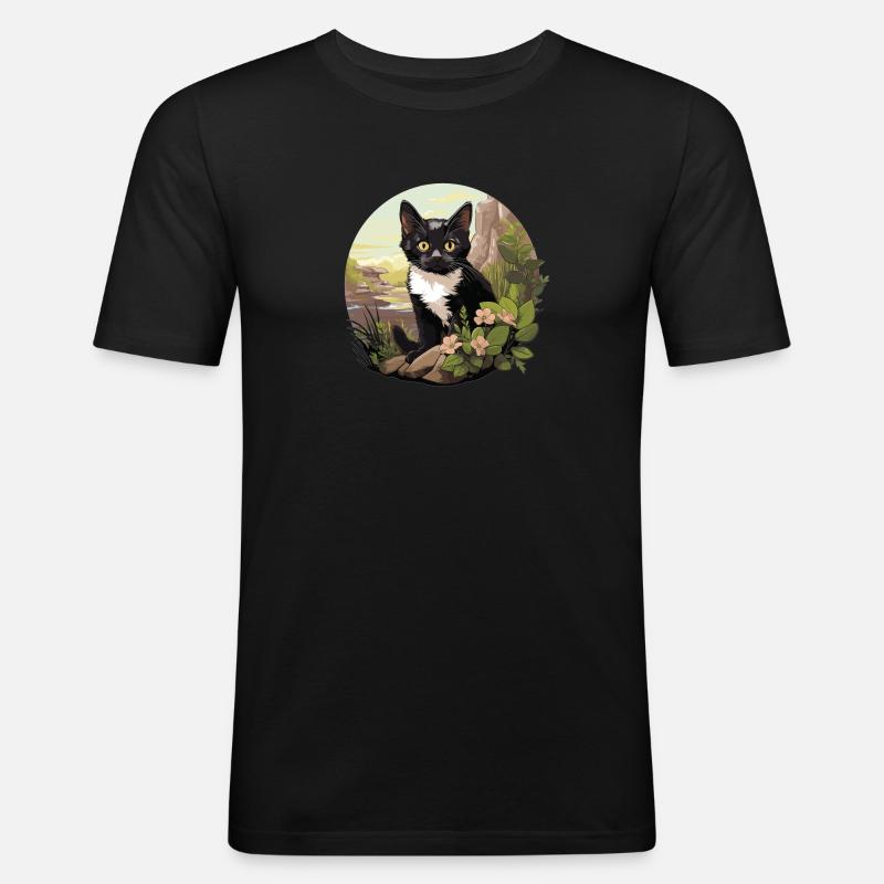 Tuxedo Kätzchen Tuxedo Katze - Männer Slim Fit T-Shirt - Schwarz