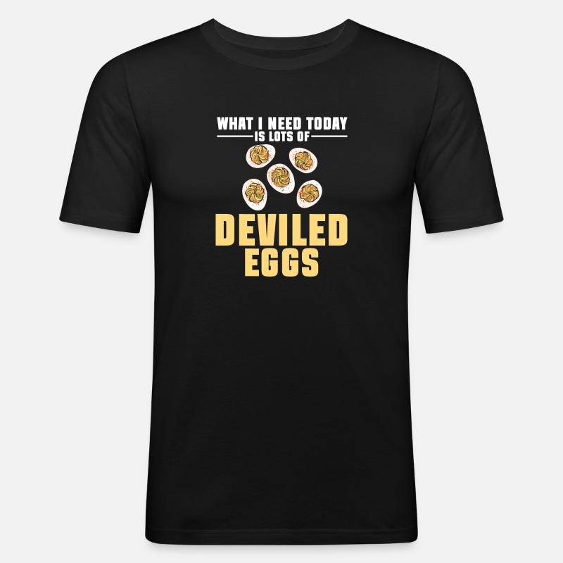 Gefüllte Eier Deviled Eggs - Männer Slim Fit T-Shirt - Schwarz