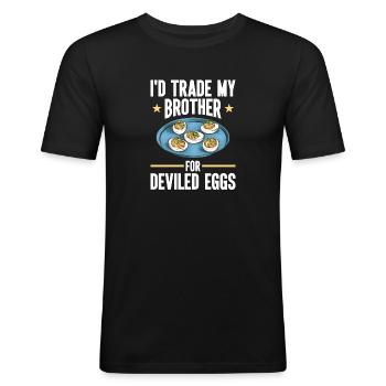 Gefüllte Eier Deviled Eggs - Männer Slim Fit T-Shirt - Schwarz - Vorne - Nik (191cm)