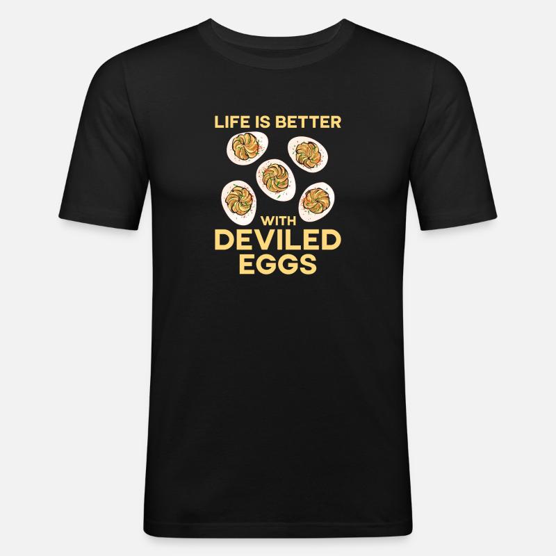 Gefüllte Eier Deviled Eggs - Männer Slim Fit T-Shirt - Schwarz