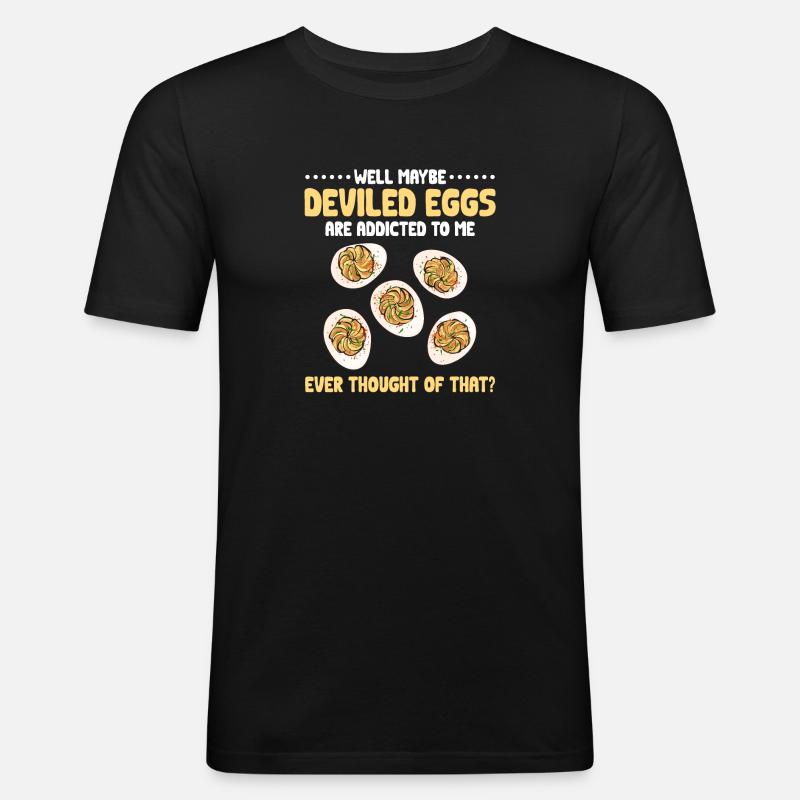 Gefüllte Eier Deviled Eggs - Männer Slim Fit T-Shirt - Schwarz