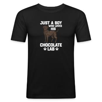 Schoko Brauner Labrador Retriever Hund - Männer Slim Fit T-Shirt - Schwarz - Vorne - Nik (191cm)
