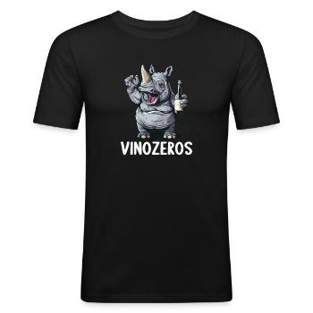 Vinozeros Weinkenner Weintrinker Weinliebhaber - Männer Slim Fit T-Shirt - Schwarz - Vorne - Nik (191cm)