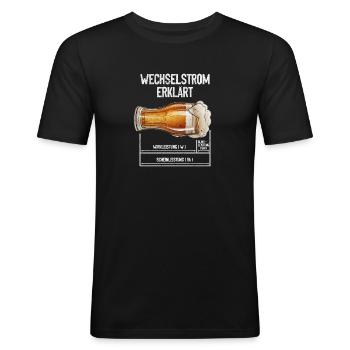 Wechselstrom erklärt Bier Elektriker Technik - Männer Slim Fit T-Shirt - Schwarz - Vorne - Nik (191cm)