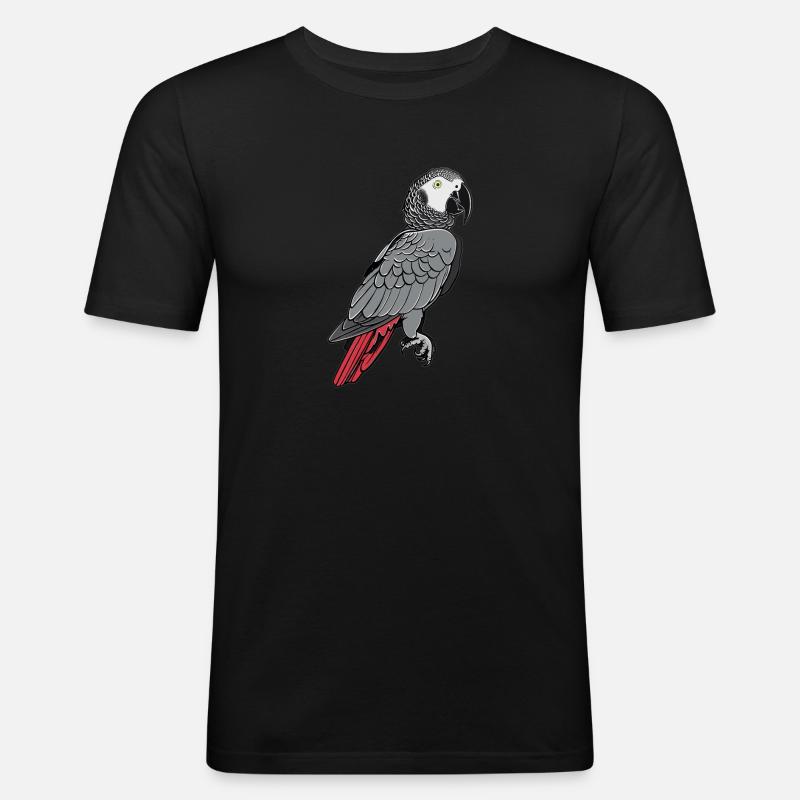 Graupapageien Graupapagei - Männer Slim Fit T-Shirt - Schwarz
