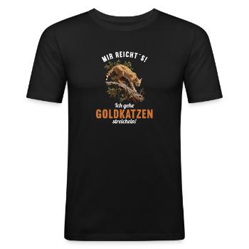 Chats dorés Chat doré - T-shirt près du corps Homme - noir - Devant - Nik (191cm)