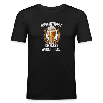 Activiste de la bière Je suis collé au bar – plaisir de la fête - T-shirt près du corps Homme - noir - Devant - Nik (191cm)