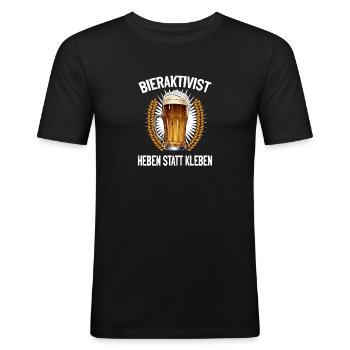 Activiste de la bière Soulever au lieu de coller – plaisir de la fête - T-shirt près du corps Homme - noir - Devant - Nik (191cm)